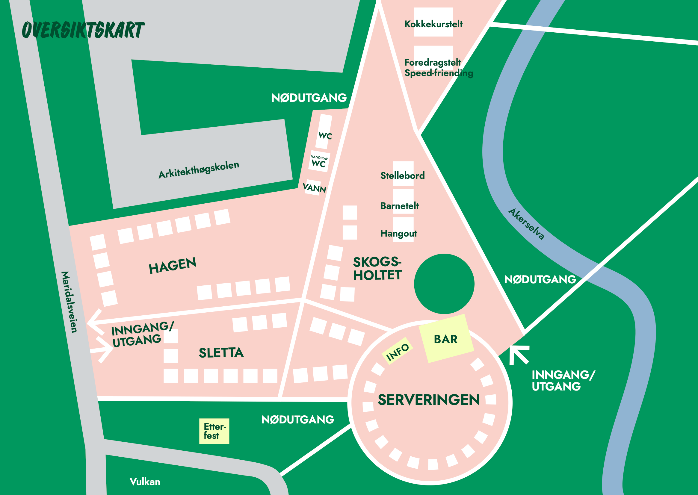 Kart over festivalområdet